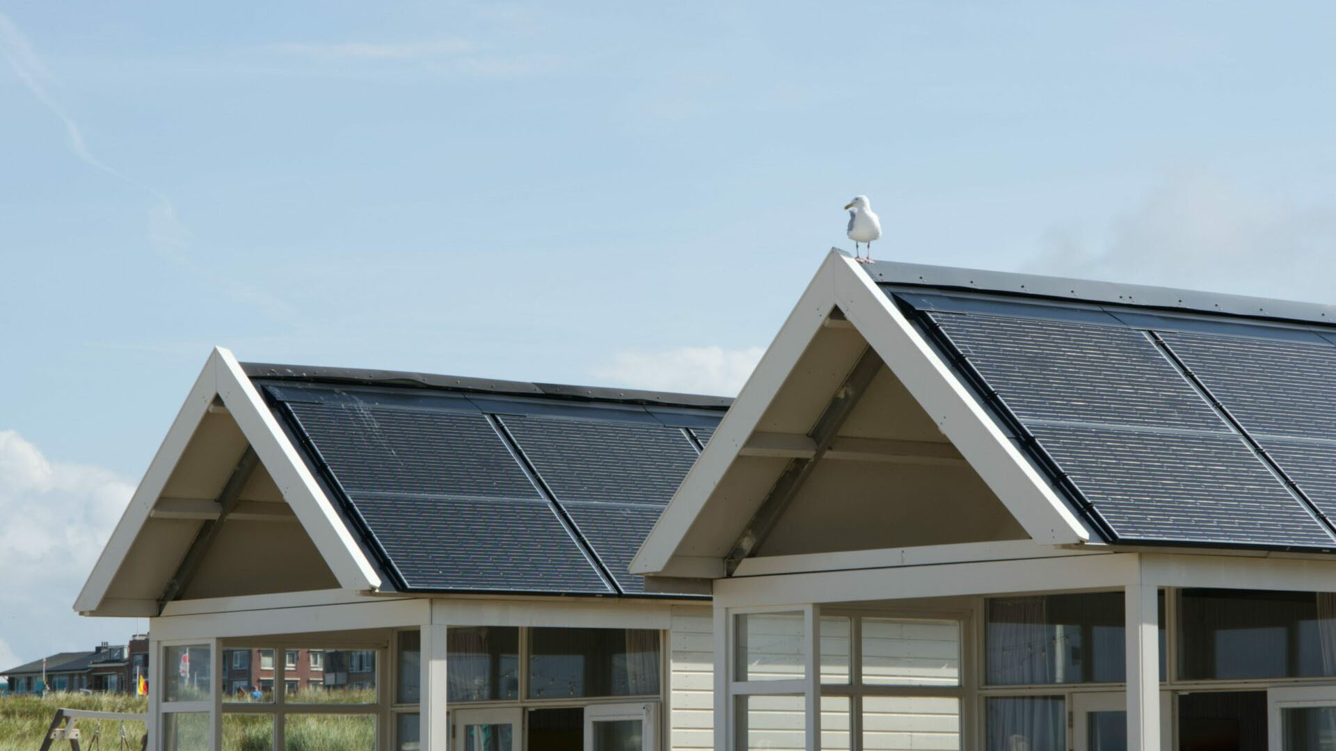 Solar panels installed on the roof within a community